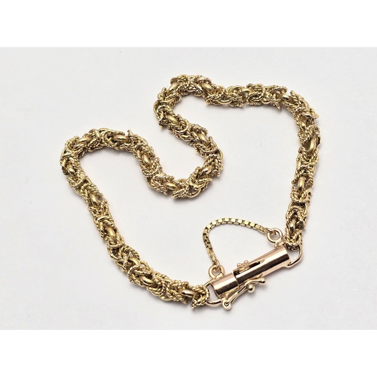 18K Yellow Gold Byzantine Link Chain Bracelet
