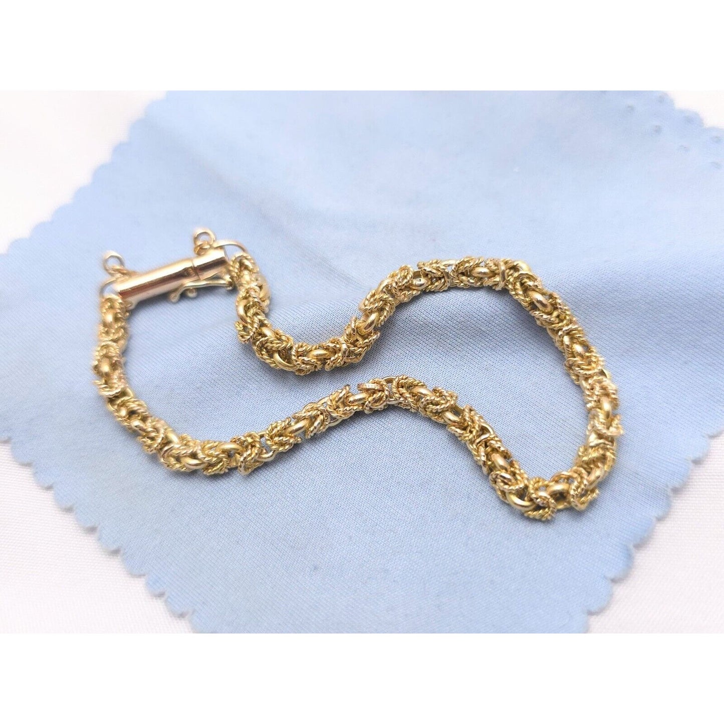 18K Yellow Gold Byzantine Link Chain Bracelet