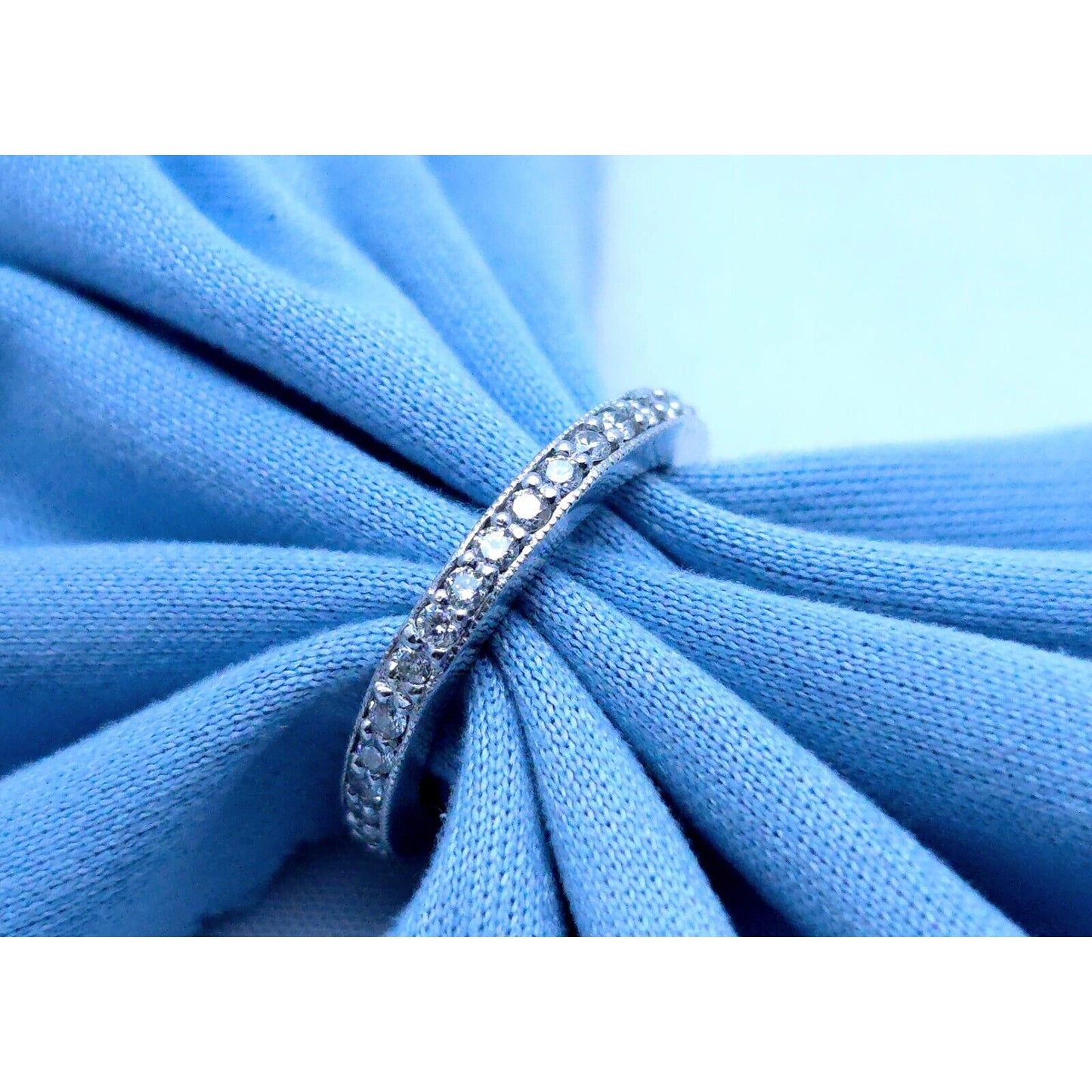 14K White Gold Ladies Diamond Eternity Wedding Band Ring
