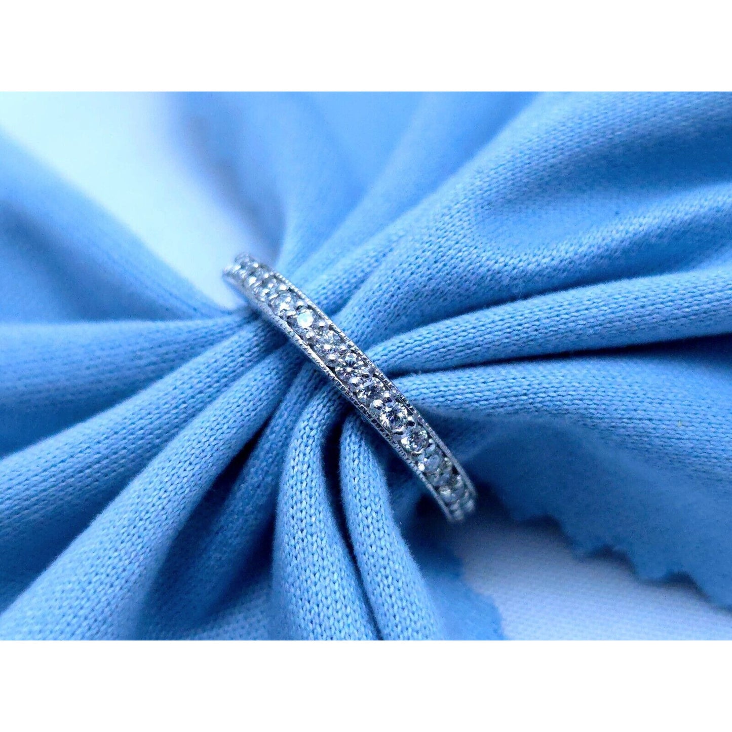 14K White Gold Ladies Diamond Eternity Wedding Band Ring