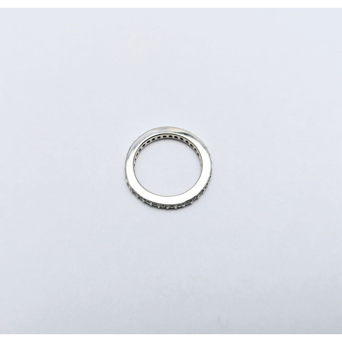 14K White Gold Ladies Diamond Eternity Wedding Band Ring