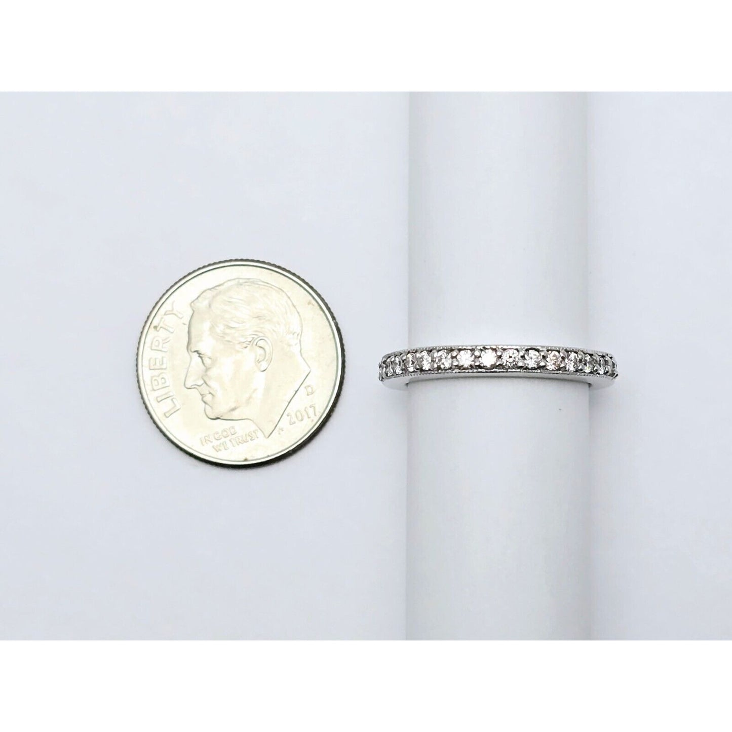 14K White Gold Ladies Diamond Eternity Wedding Band Ring