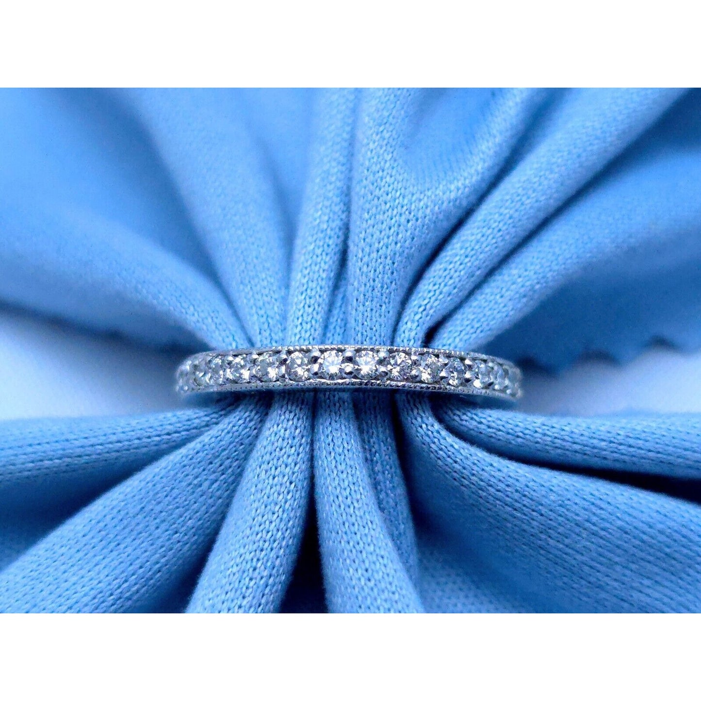 14K White Gold Ladies Diamond Eternity Wedding Band Ring