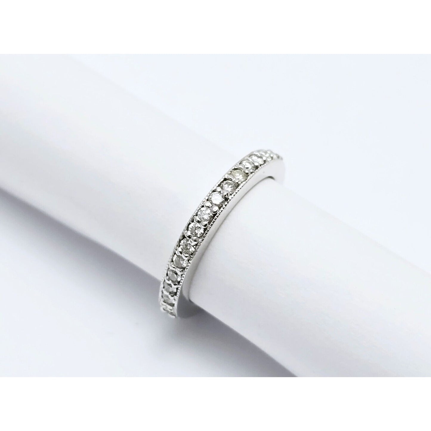 14K White Gold Ladies Diamond Eternity Wedding Band Ring