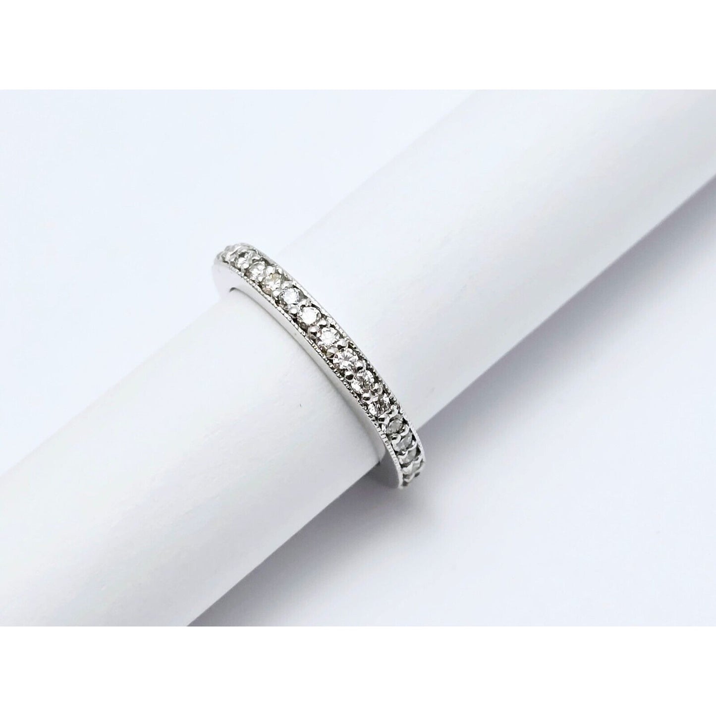 14K White Gold Ladies Diamond Eternity Wedding Band Ring