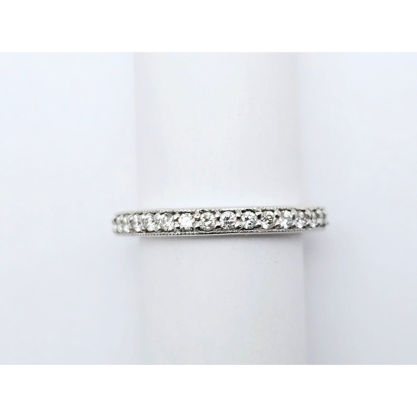 14K White Gold Ladies Diamond Eternity Wedding Band Ring