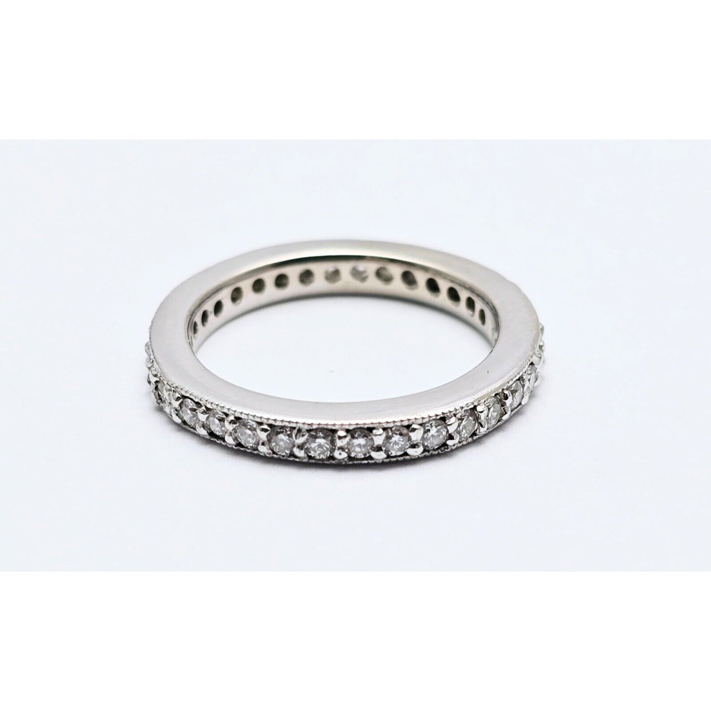 14K White Gold Ladies Diamond Eternity Wedding Band Ring