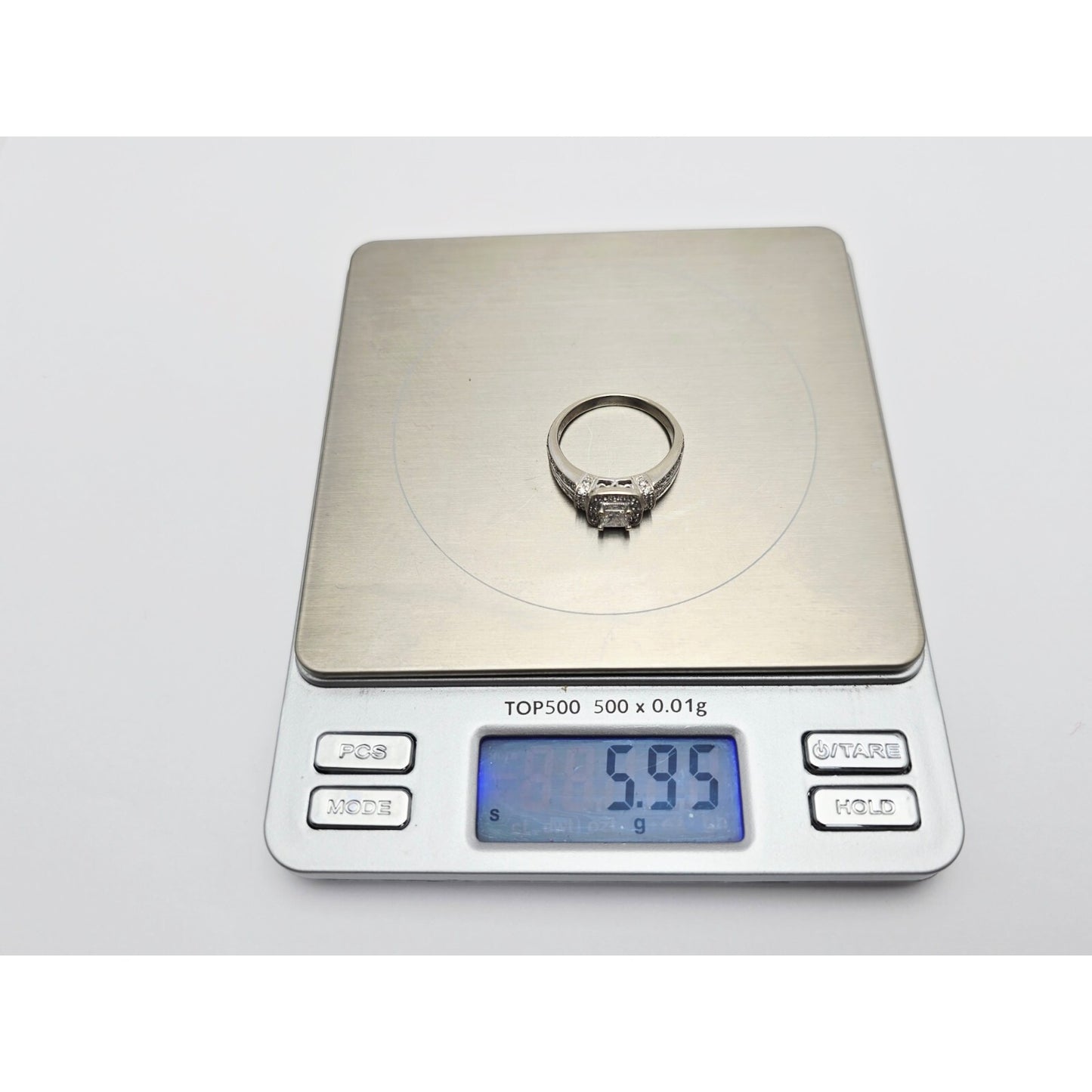 14K White Gold Ladies Diamond Halo Engagement Ring