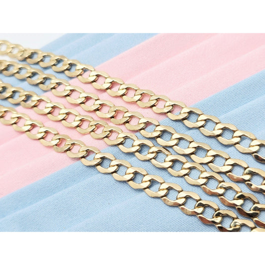 14K Yellow Gold Cuban Curb Link Chain Necklace