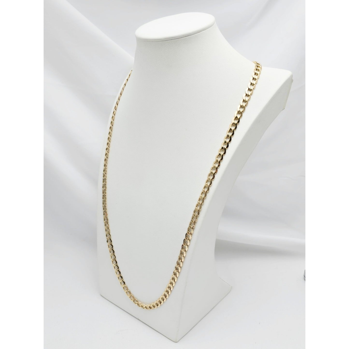 14K Yellow Gold Cuban Curb Link Chain Necklace