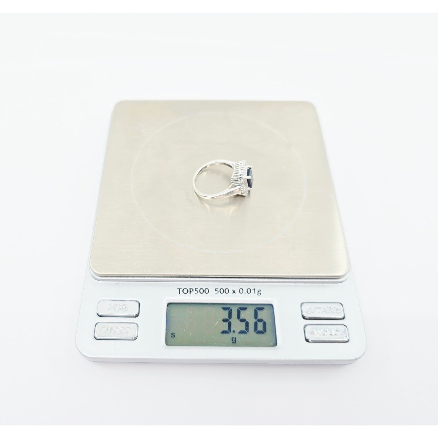Effy 14K White Gold Blue Sapphire & Baguette Diamonds Halo Ring