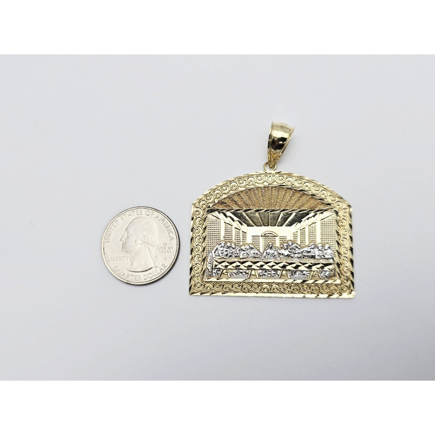 10K Two Tone Gold The Last Supper Charm Pendant