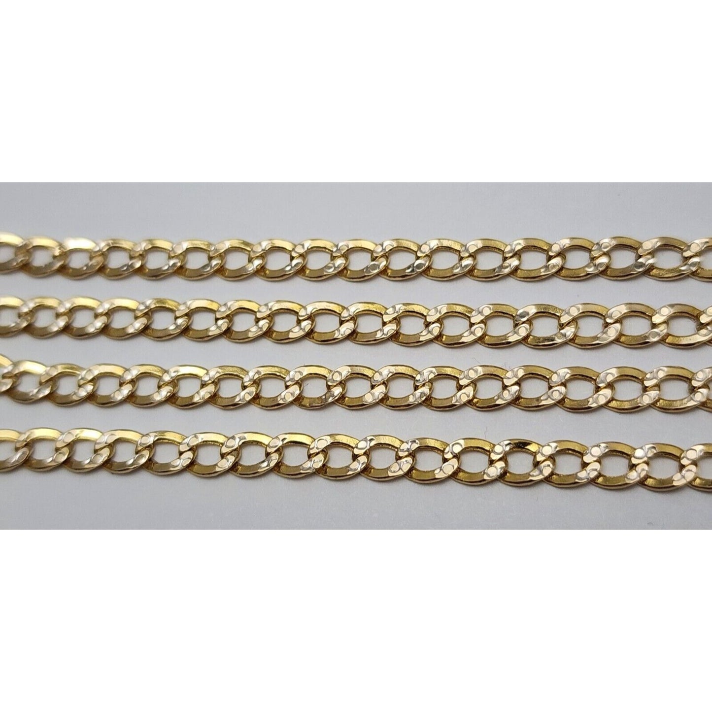 14K Two Tone Gold Diamond Cut Cuban Link Chain Necklace