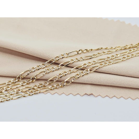 14K Yellow Gold Diamond Cut Figaro Link Chain Necklace