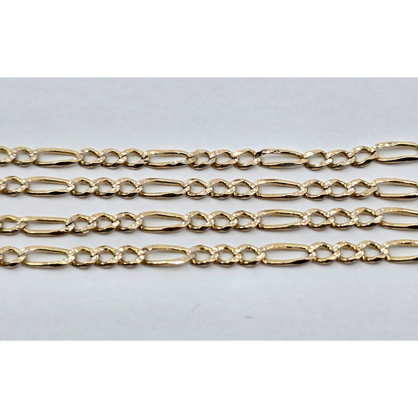 14K Yellow Gold Diamond Cut Figaro Link Chain Necklace