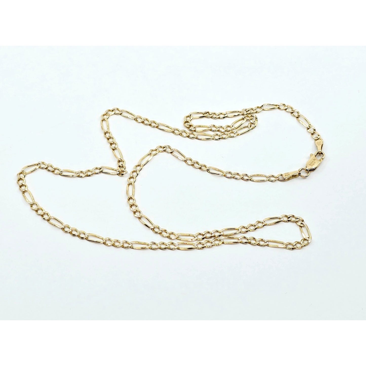 14K Yellow Gold Diamond Cut Figaro Link Chain Necklace