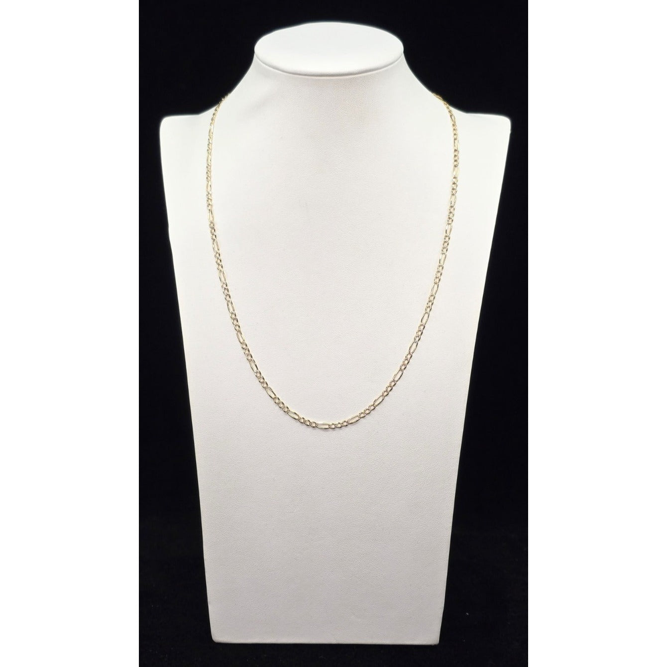 14K Yellow Gold Diamond Cut Figaro Link Chain Necklace