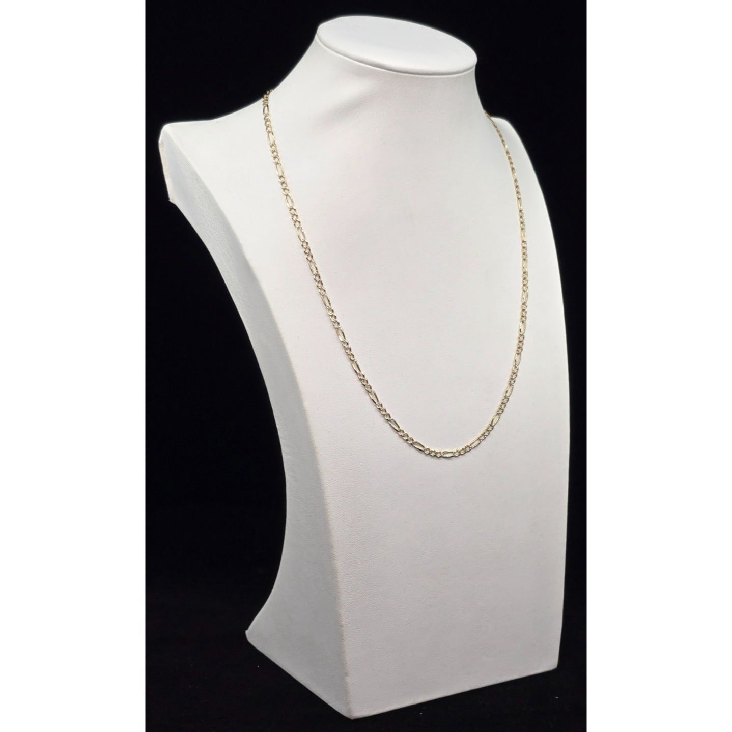 14K Yellow Gold Diamond Cut Figaro Link Chain Necklace