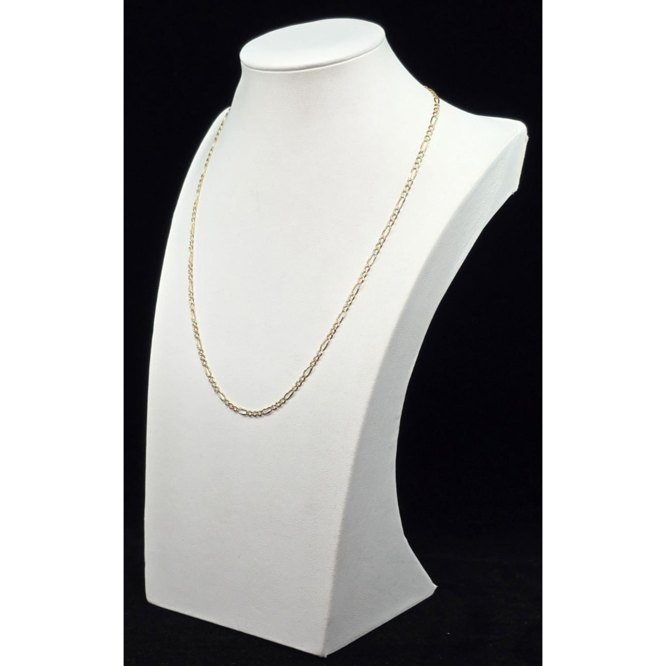 14K Yellow Gold Diamond Cut Figaro Link Chain Necklace