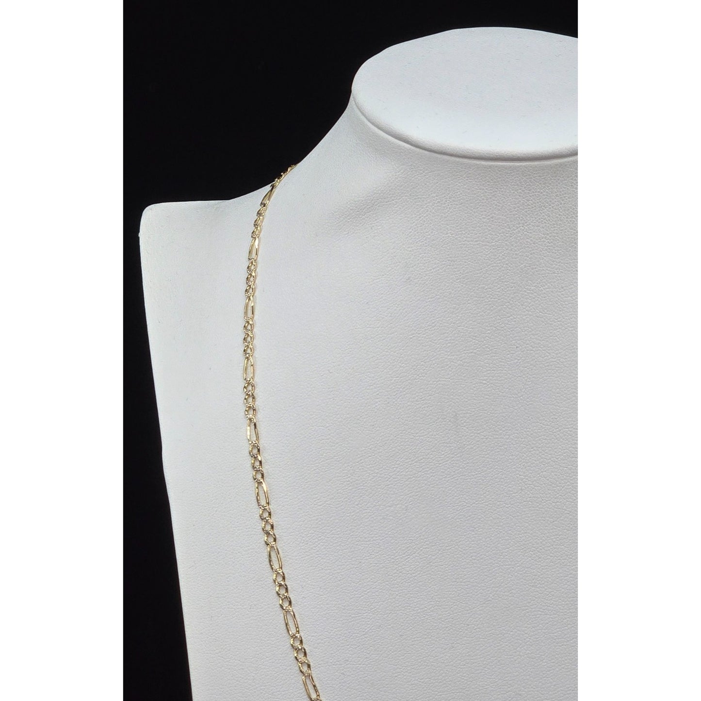 14K Yellow Gold Diamond Cut Figaro Link Chain Necklace