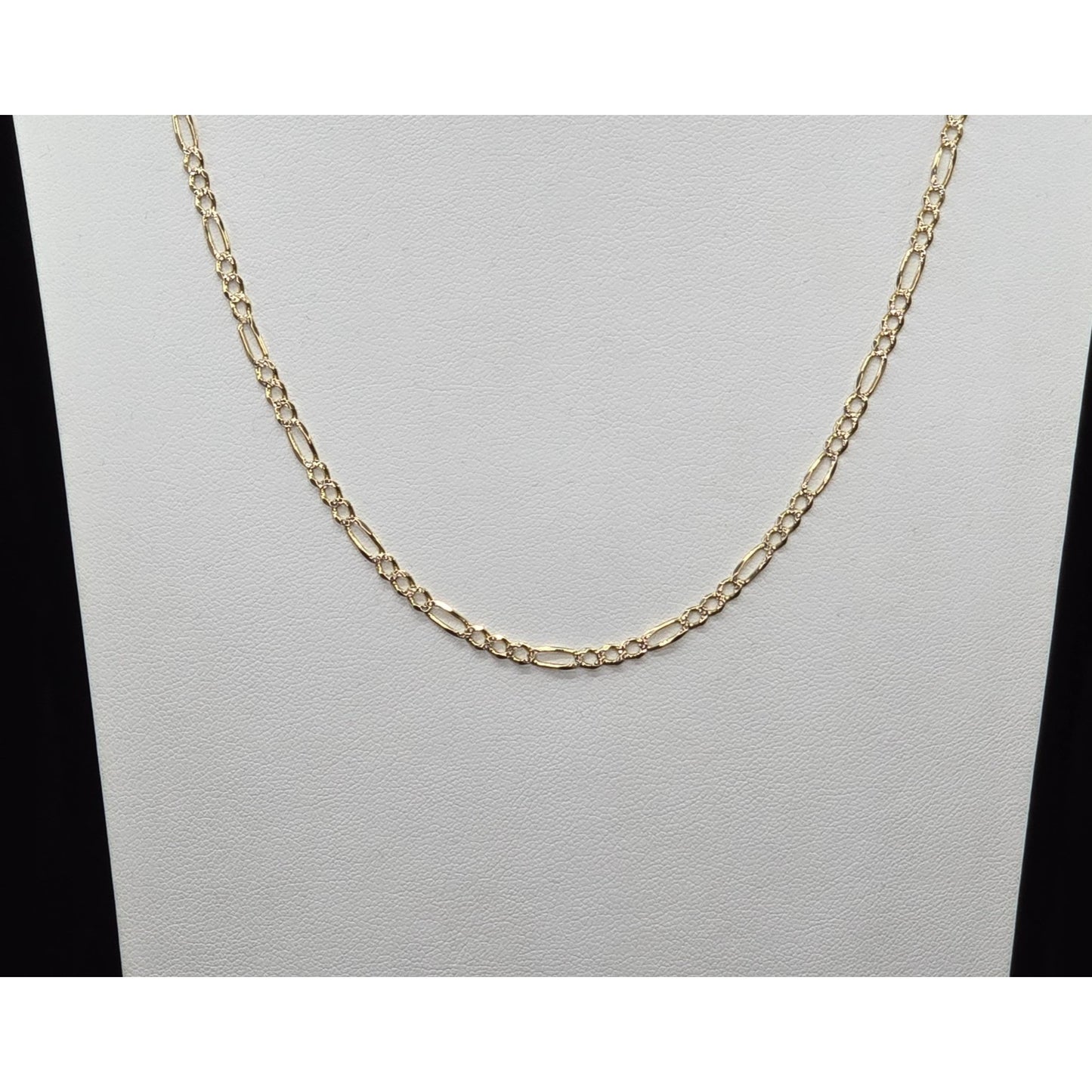 14K Yellow Gold Diamond Cut Figaro Link Chain Necklace