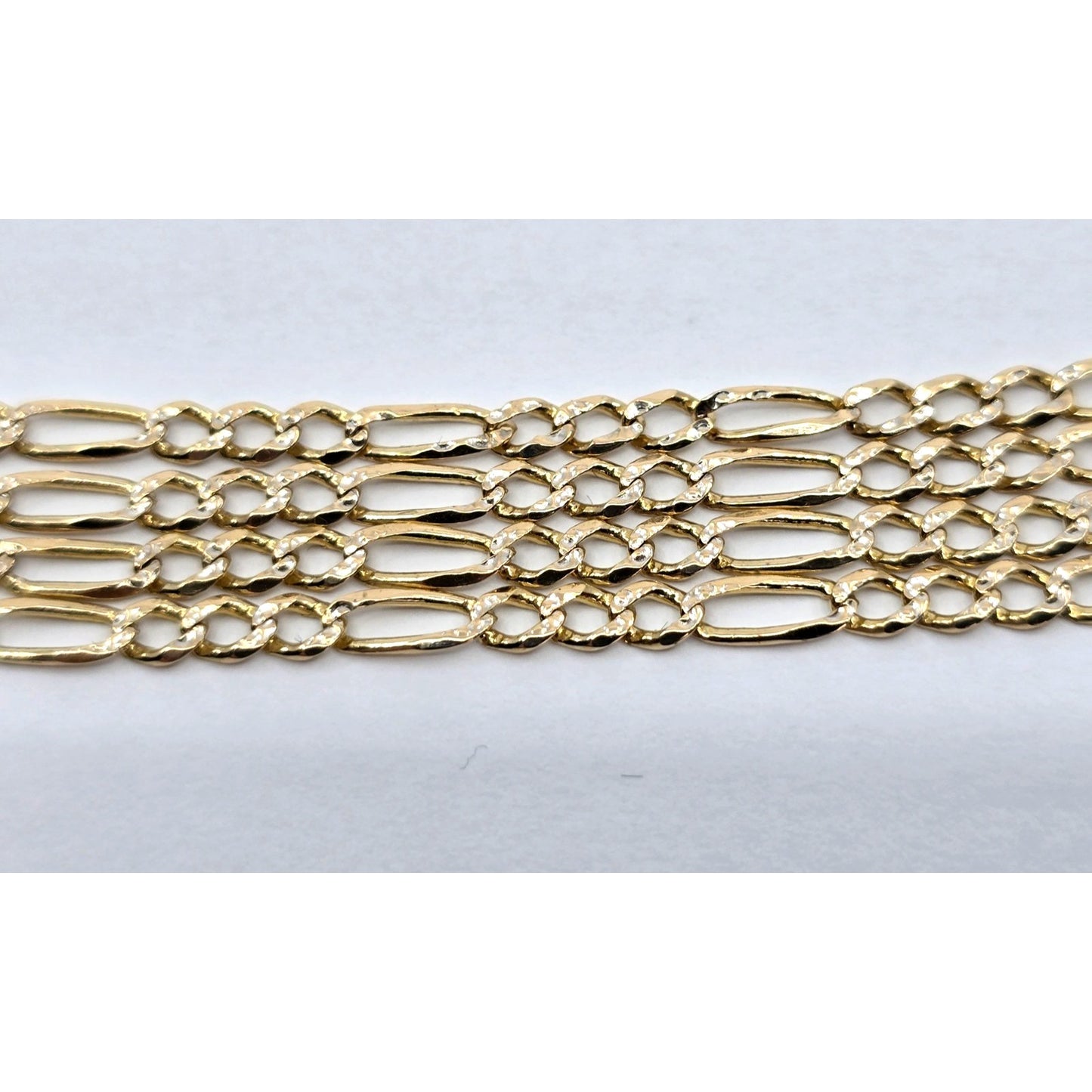 14K Yellow Gold Diamond Cut Figaro Link Chain Necklace