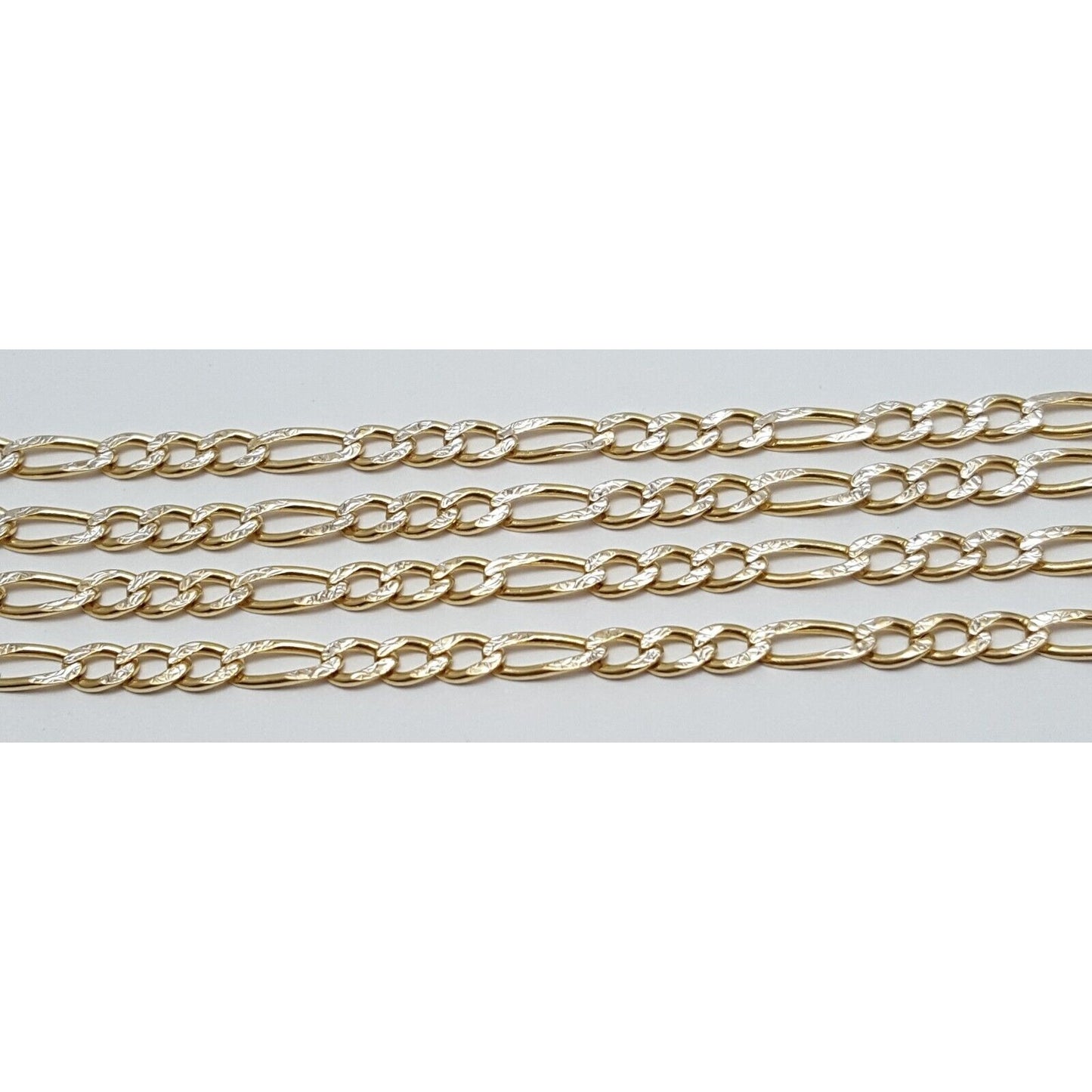 14K Two Tone Gold Diamond Cut Figaro Link Chain Necklace