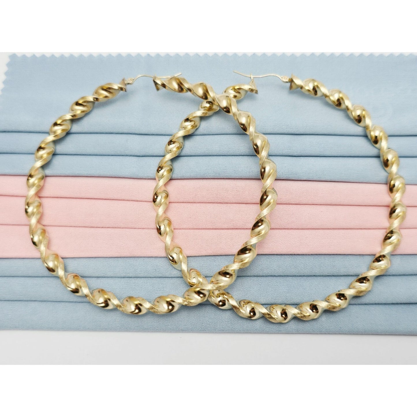 Large 10K Yellow Gold Spiral Tube Hoop Earrings