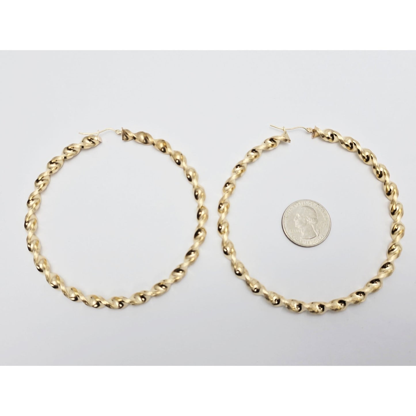 Large 10K Yellow Gold Spiral Tube Hoop Earrings