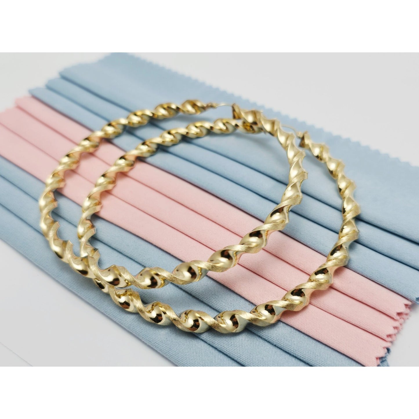 Large 10K Yellow Gold Spiral Tube Hoop Earrings