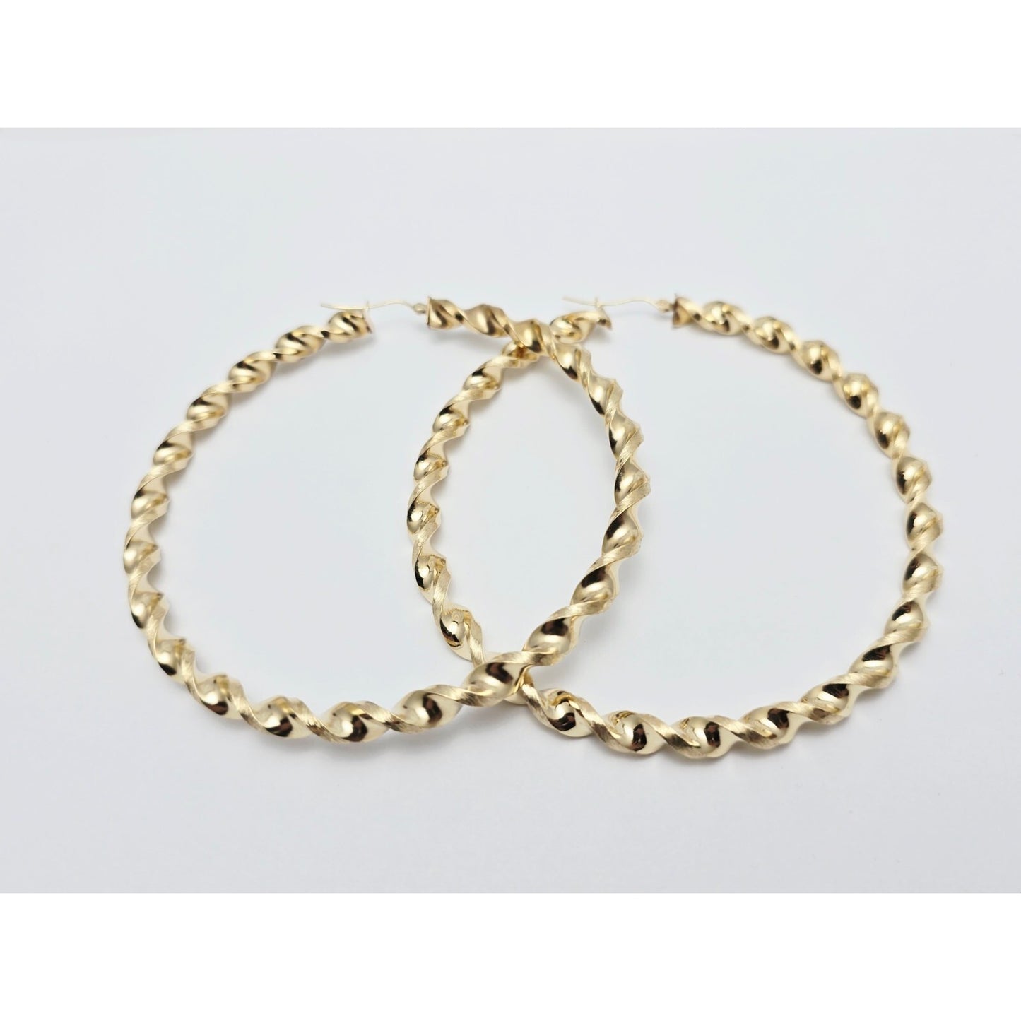 Large 10K Yellow Gold Spiral Tube Hoop Earrings