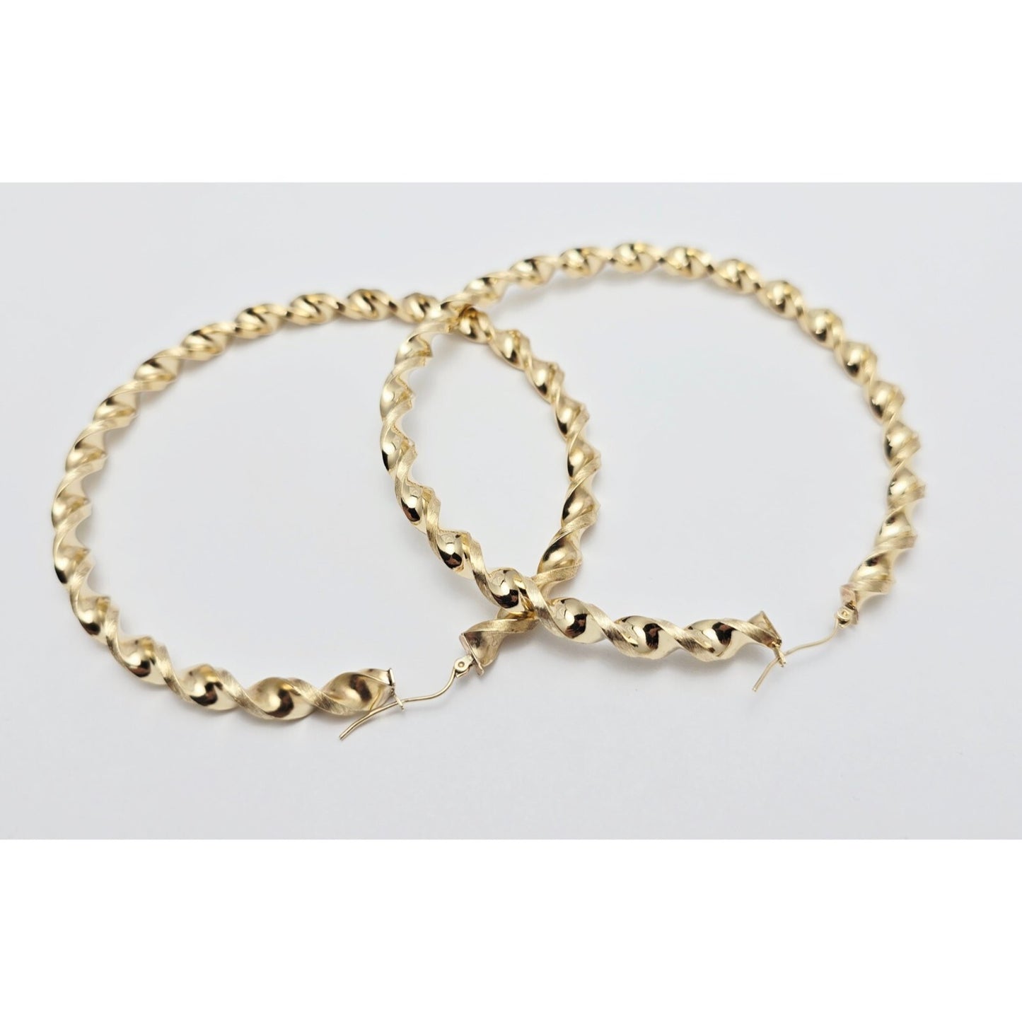 Large 10K Yellow Gold Spiral Tube Hoop Earrings