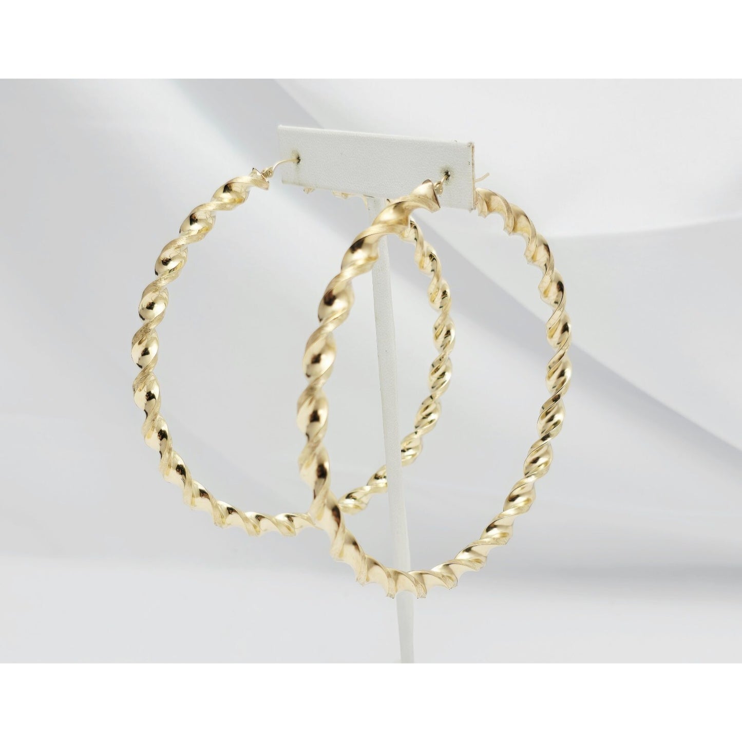 Large 10K Yellow Gold Spiral Tube Hoop Earrings