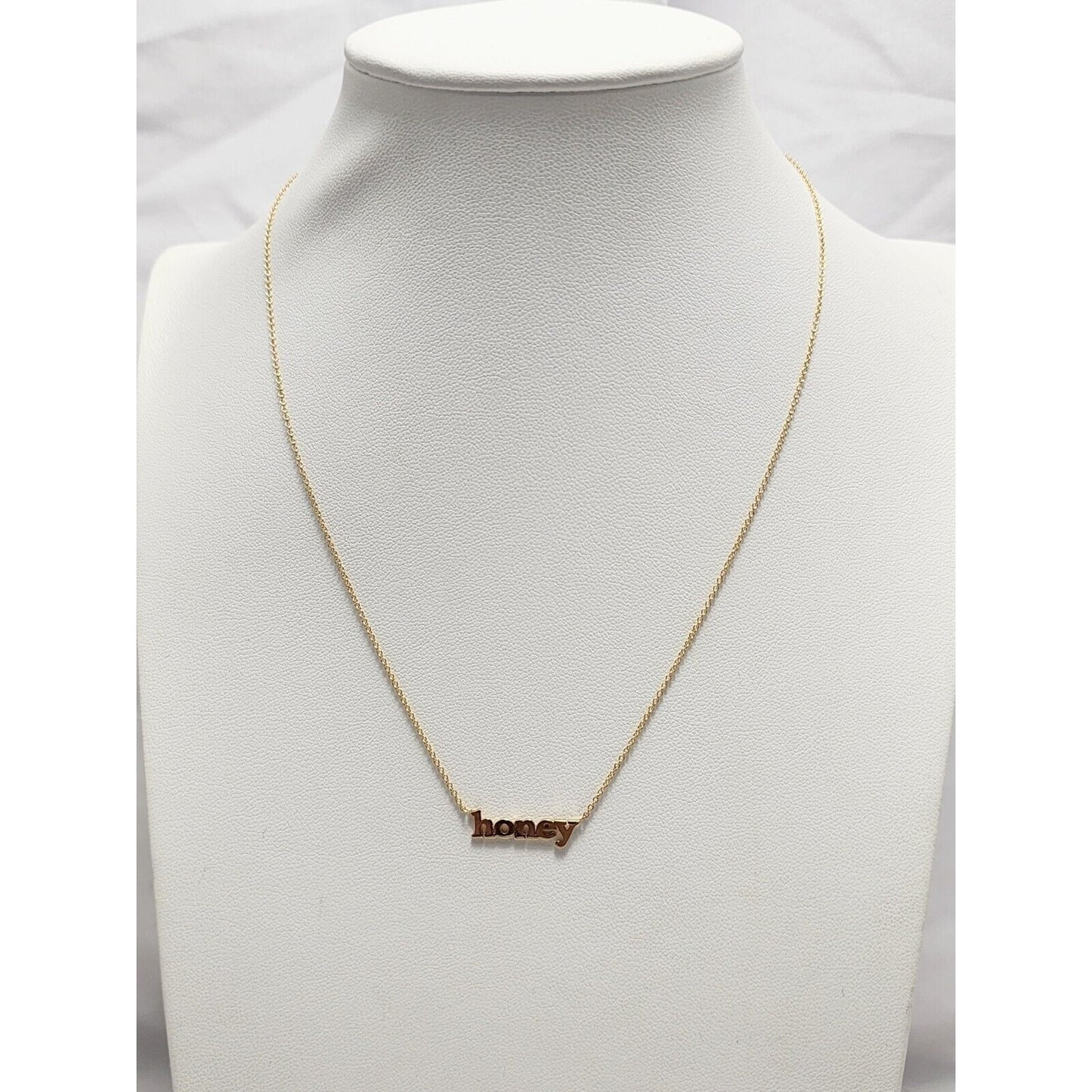 14K Yellow Gold Resizable Link Chain Necklace with Initial "Honey" Charm Pendant