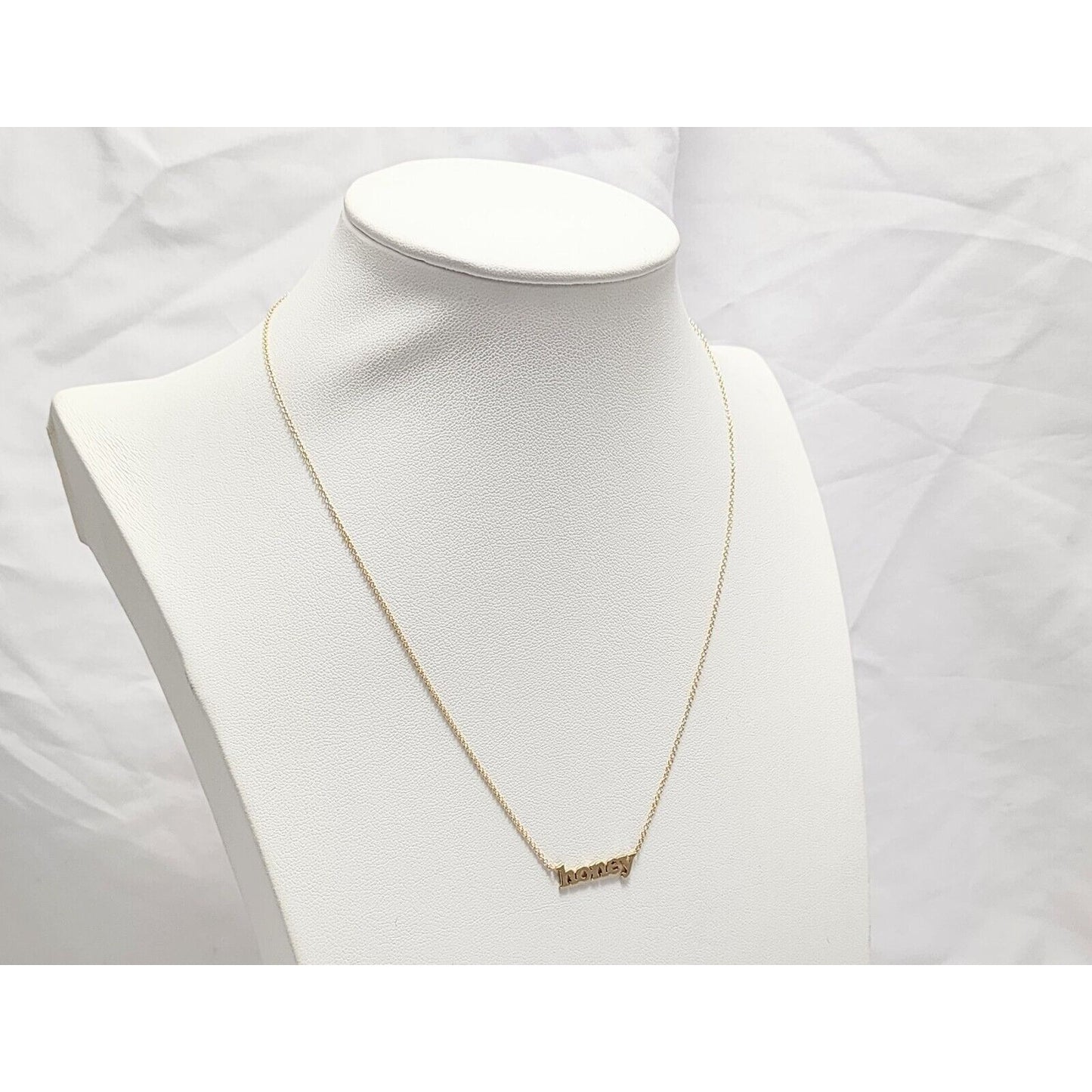 14K Yellow Gold Resizable Link Chain Necklace with Initial "Honey" Charm Pendant