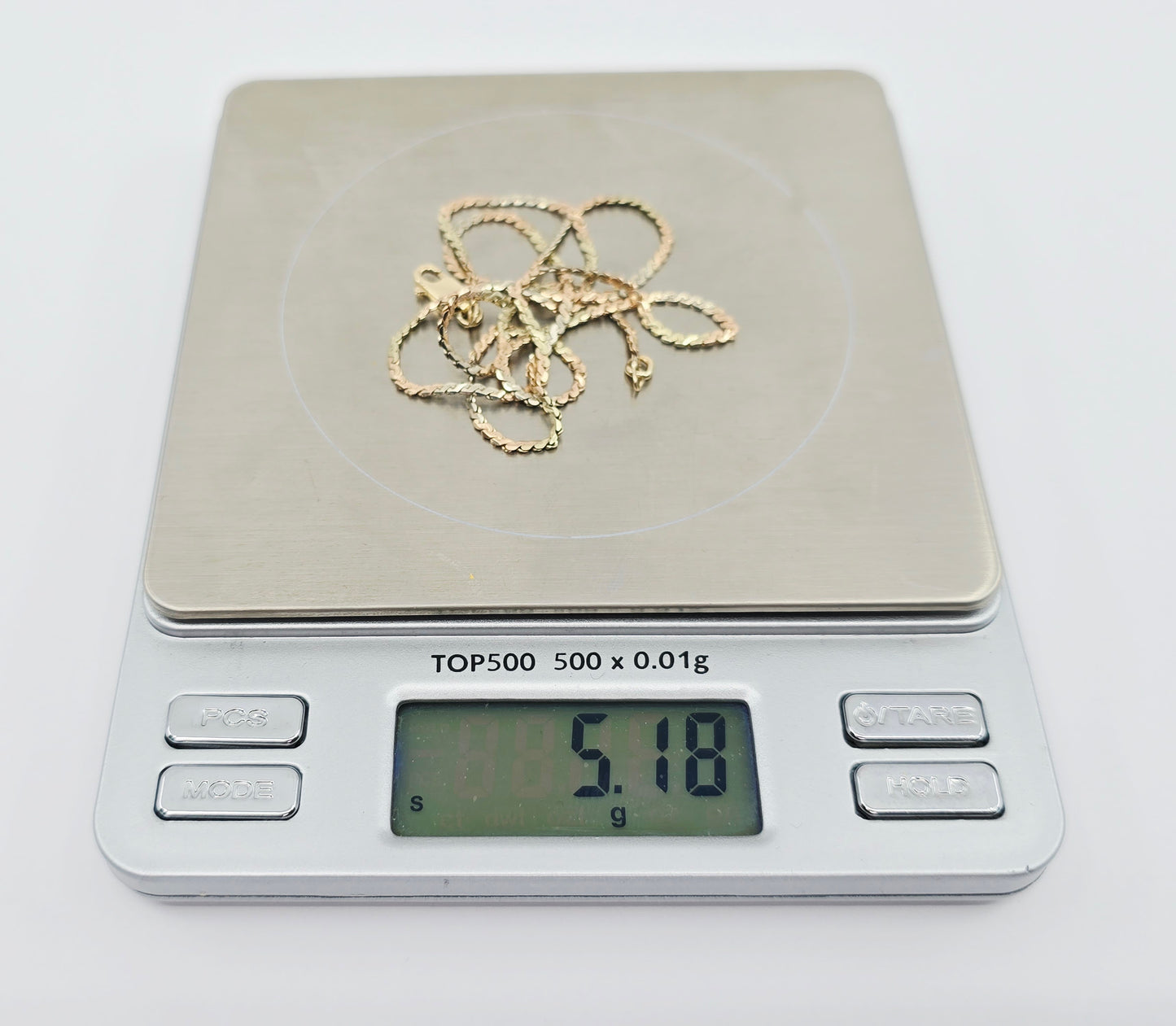 14K Tri Tone Gold Serpentine Link Chain Necklace