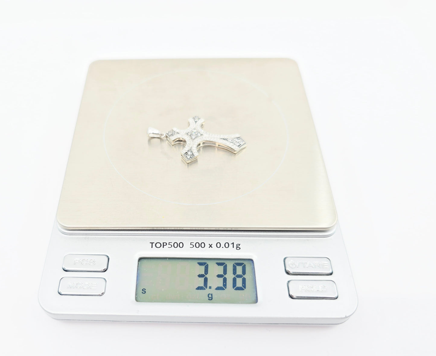 Solid 925 Sterling Silver Religious Diamond Cross Charm Pendant