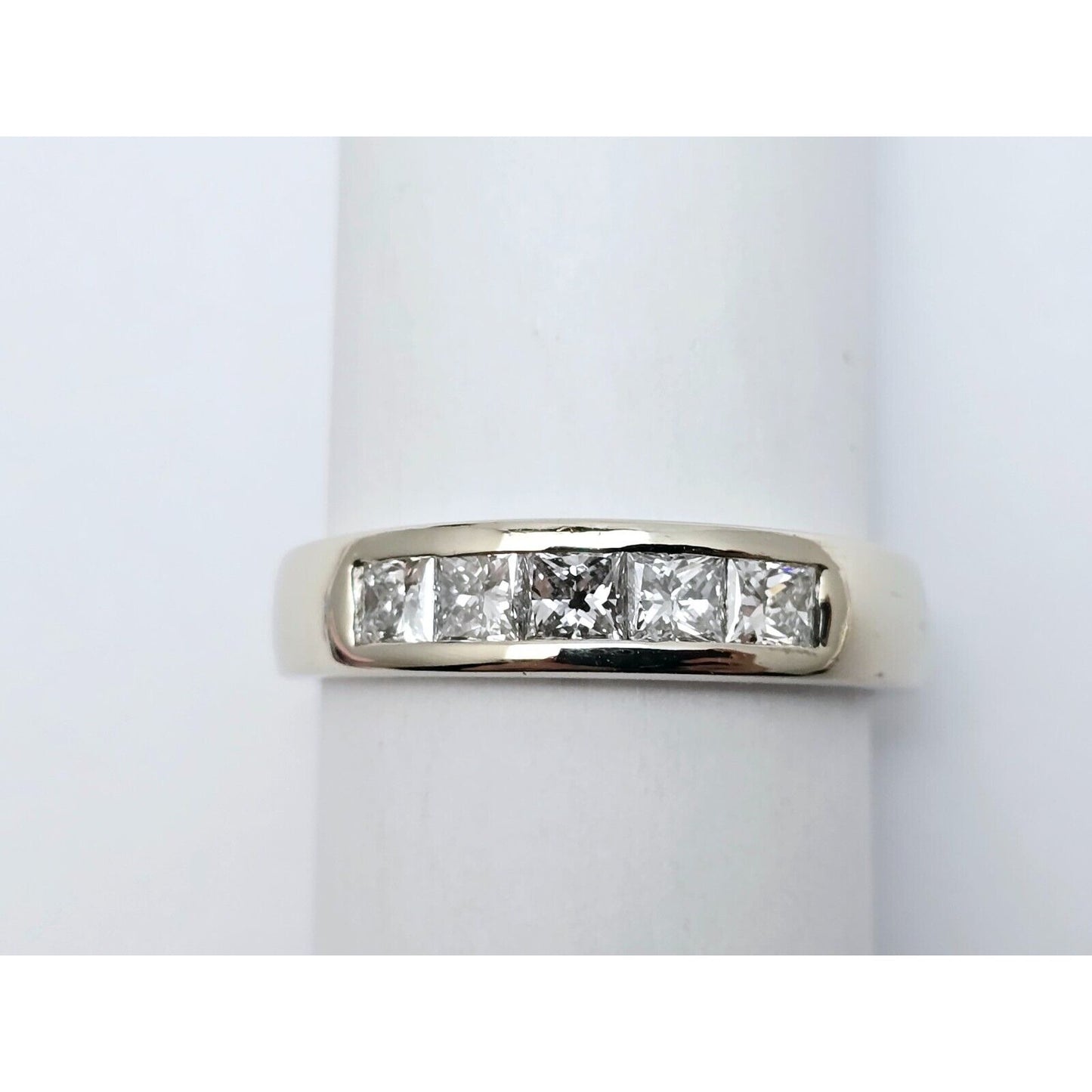 14K White Gold Princess Cut Invisible Setting Diamond Wedding Band Ring
