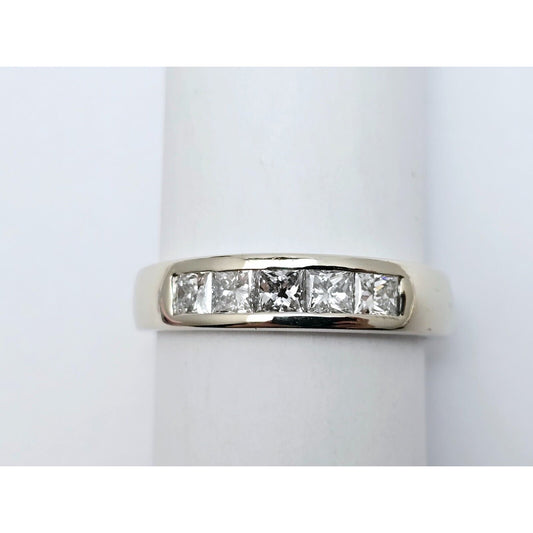 14K White Gold Princess Cut Invisible Setting Diamond Wedding Band Ring
