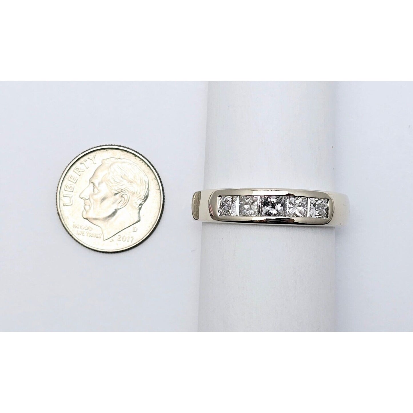 14K White Gold Princess Cut Invisible Setting Diamond Wedding Band Ring