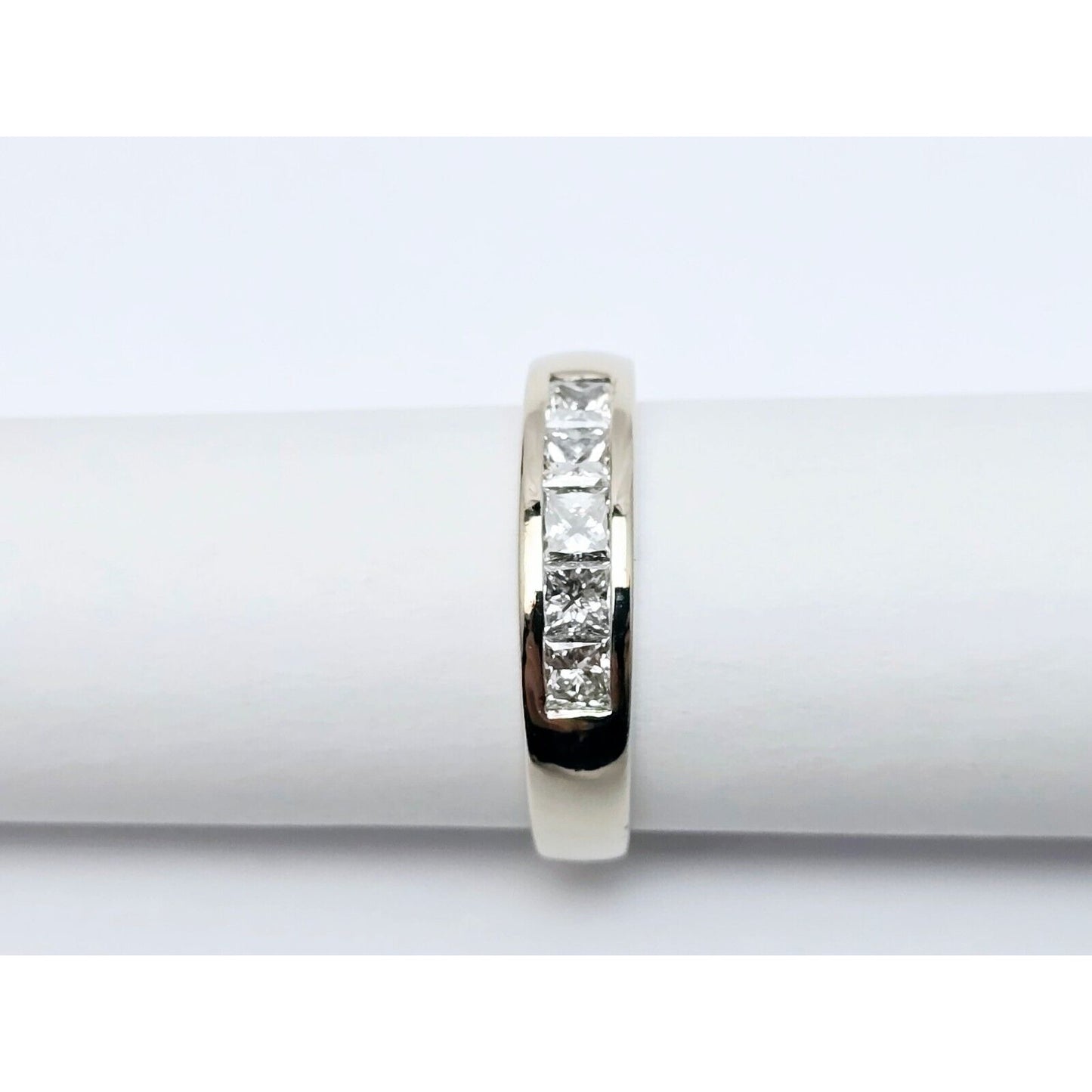 14K White Gold Princess Cut Invisible Setting Diamond Wedding Band Ring