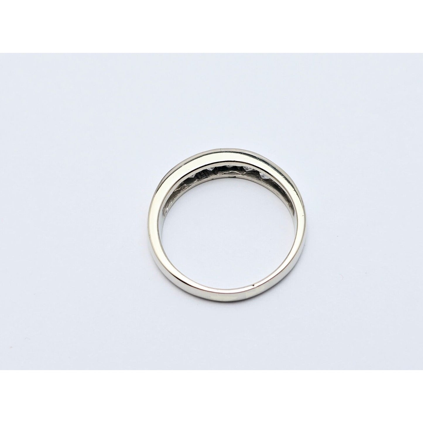 14K White Gold Princess Cut Invisible Setting Diamond Wedding Band Ring