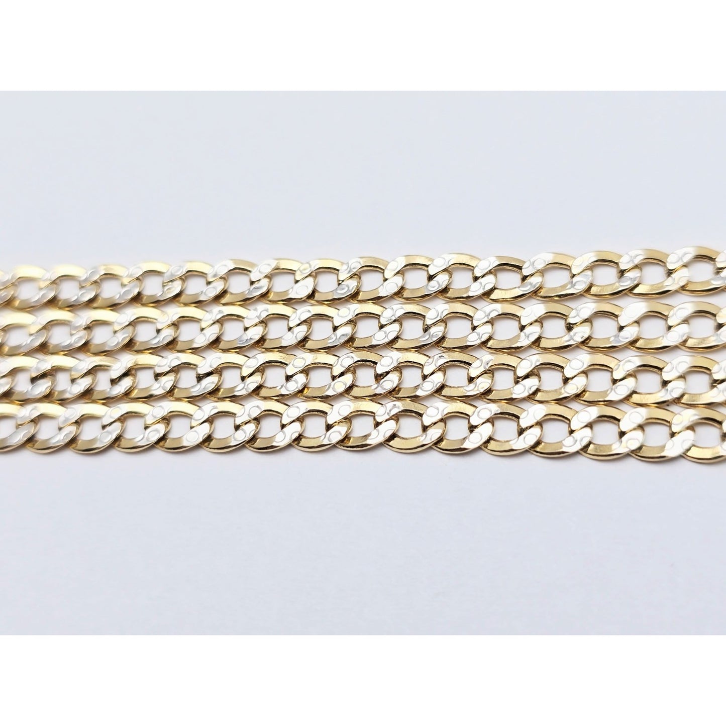 10K Two Tone Gold Diamond Cut Cuban Link Chain Necklace