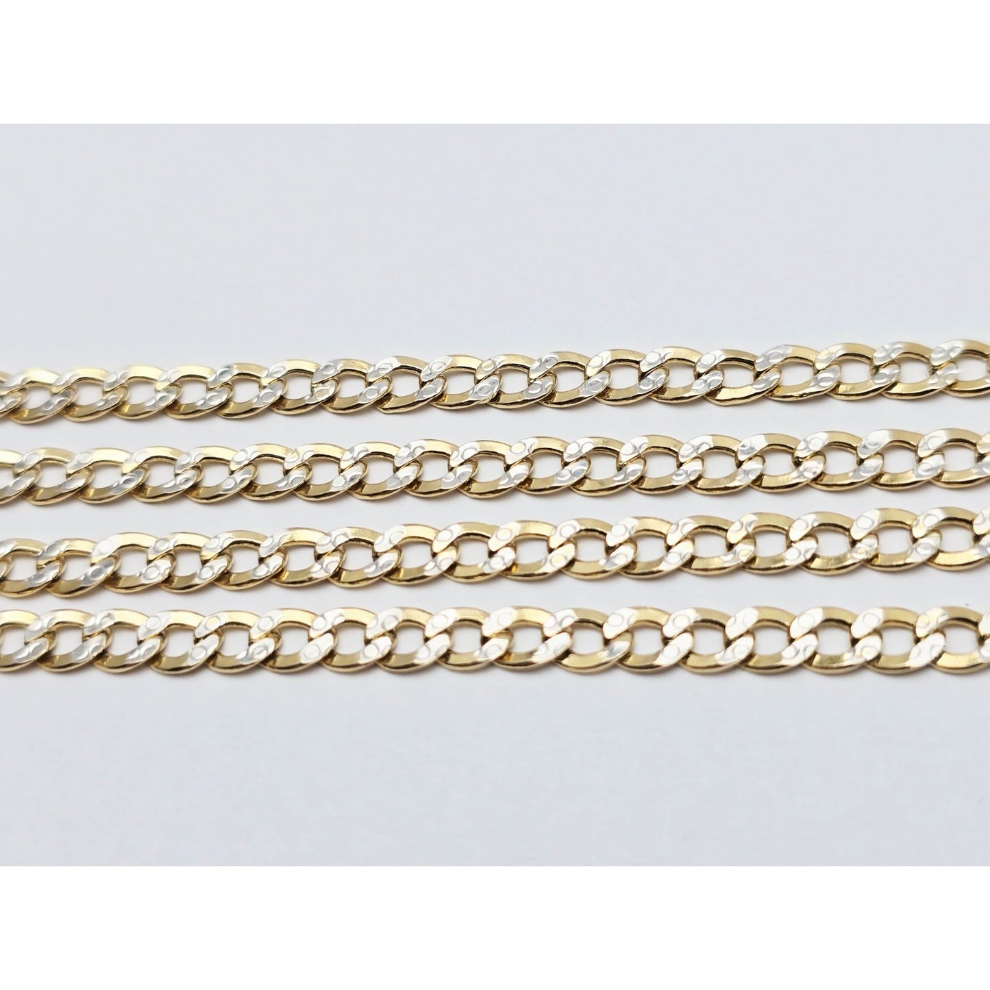 10K Two Tone Gold Diamond Cut Cuban Link Chain Necklace