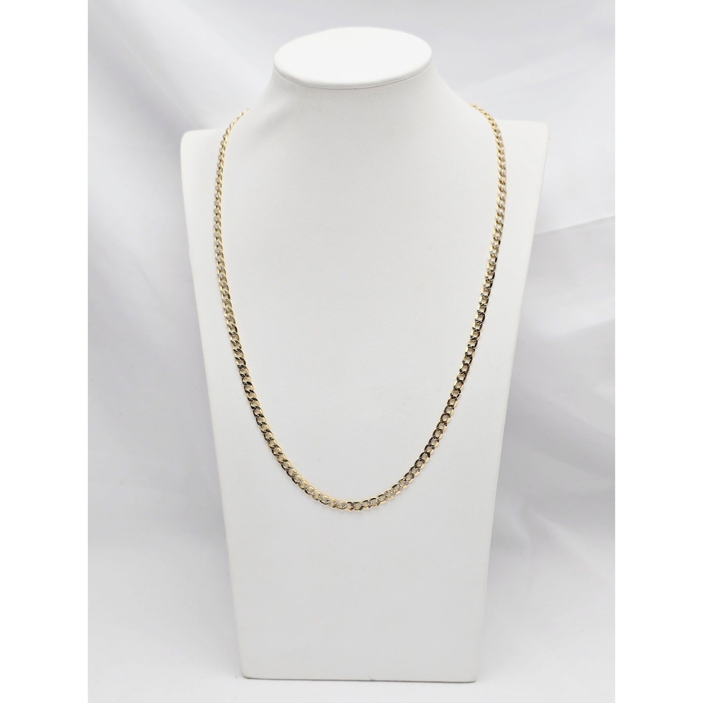 10K Two Tone Gold Diamond Cut Cuban Link Chain Necklace