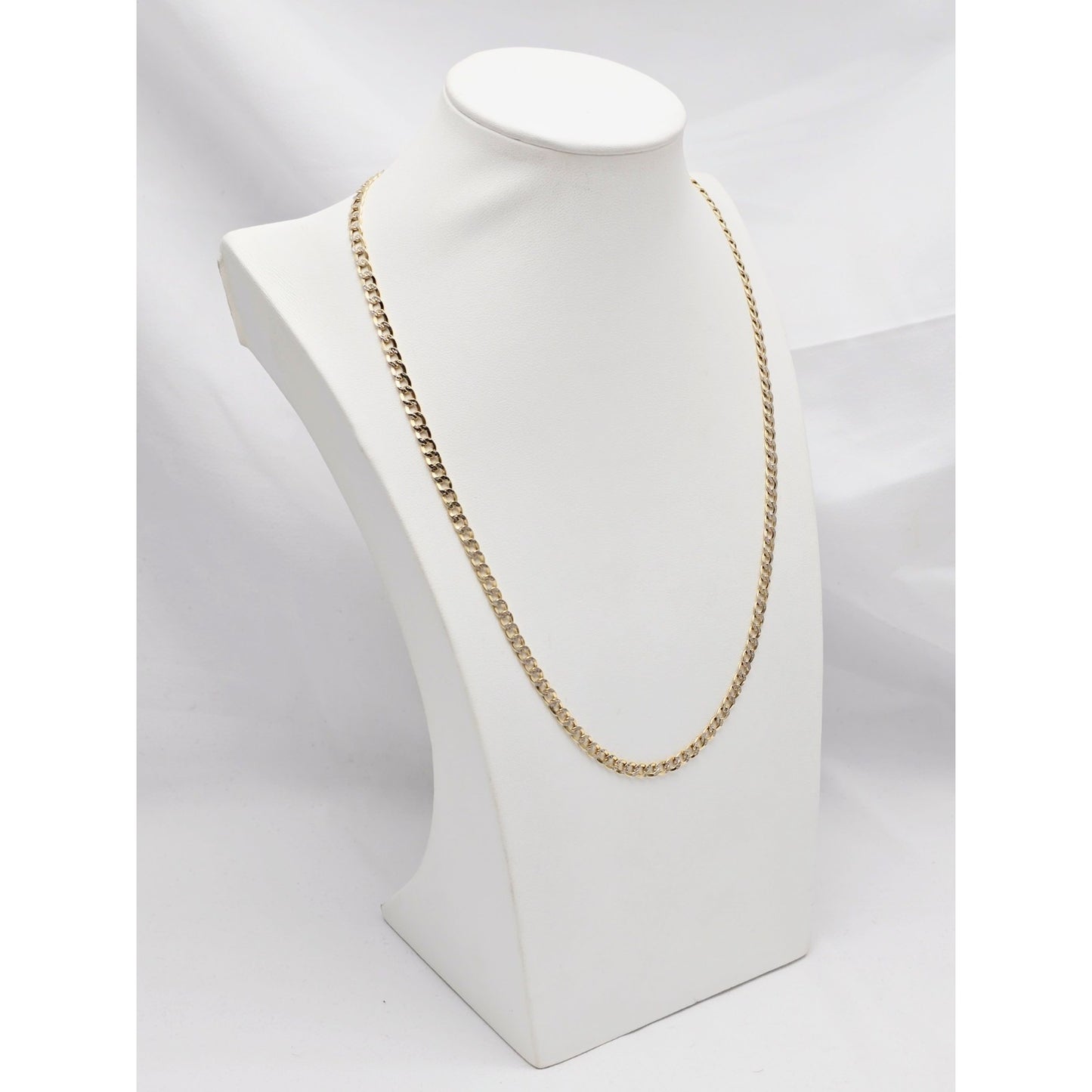 10K Two Tone Gold Diamond Cut Cuban Link Chain Necklace