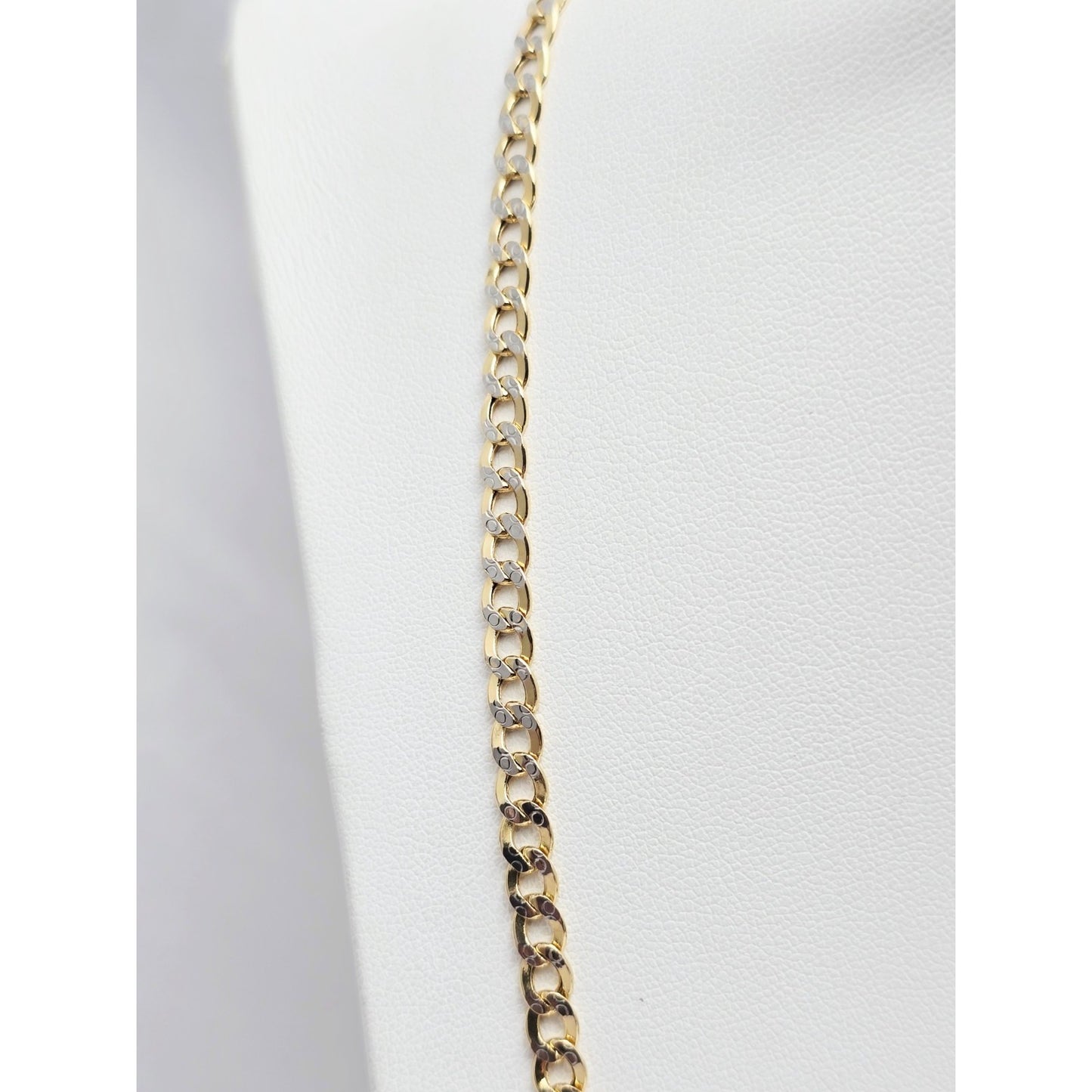 10K Two Tone Gold Diamond Cut Cuban Link Chain Necklace