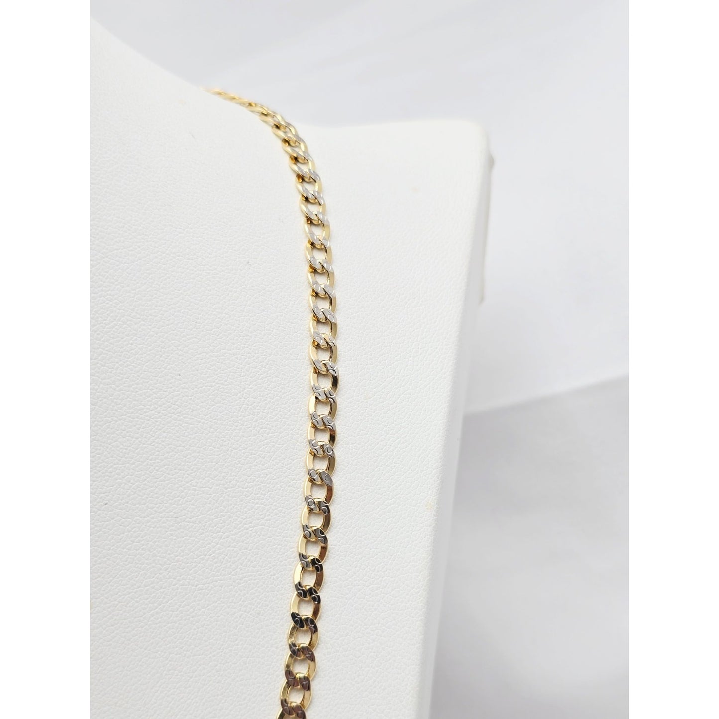 10K Two Tone Gold Diamond Cut Cuban Link Chain Necklace