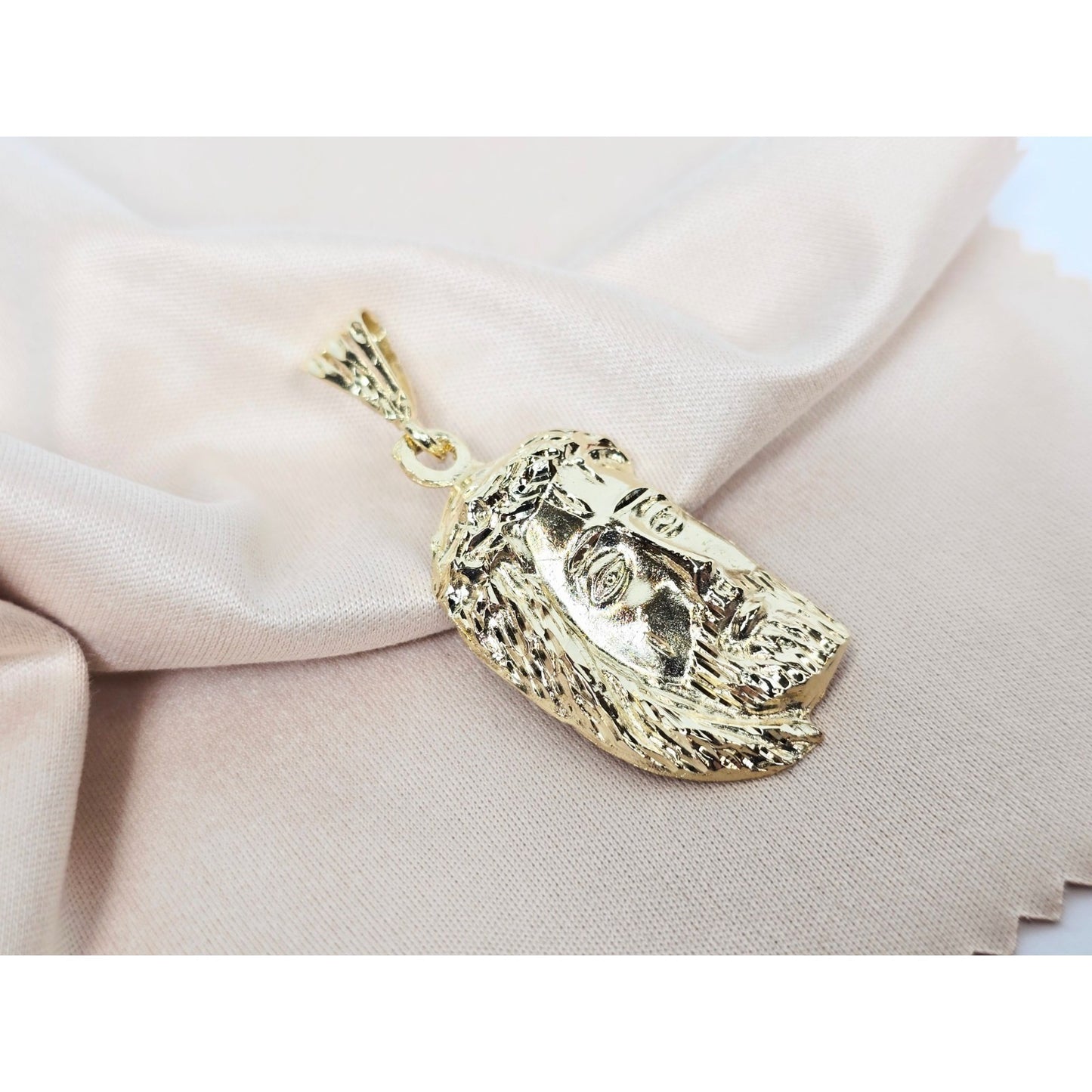 14K Yellow Gold Religious Jesus Head Charm Pendant