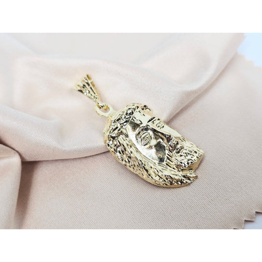 14K Yellow Gold Religious Jesus Head Charm Pendant